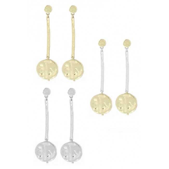 PENDIENTES METAL COLGANTE MEDALLA METAL