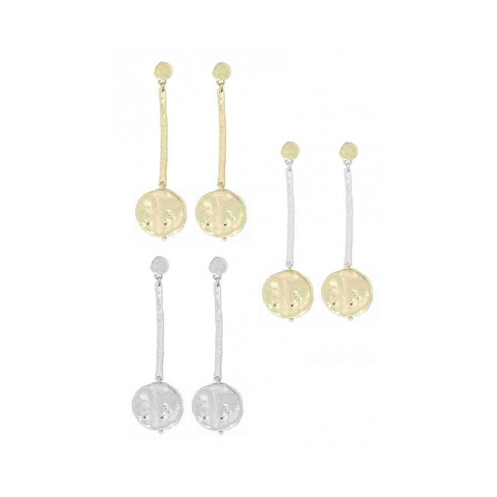 PENDIENTES METAL COLGANTE MEDALLA METAL