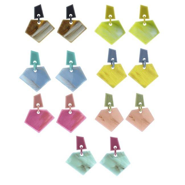 PENDIENTES FORMAS GEOMÉTRICAS RESINA