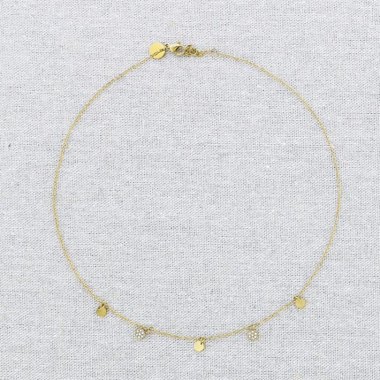 STEEL SHORT NECKLACE WITH STRASS MEDALS 2