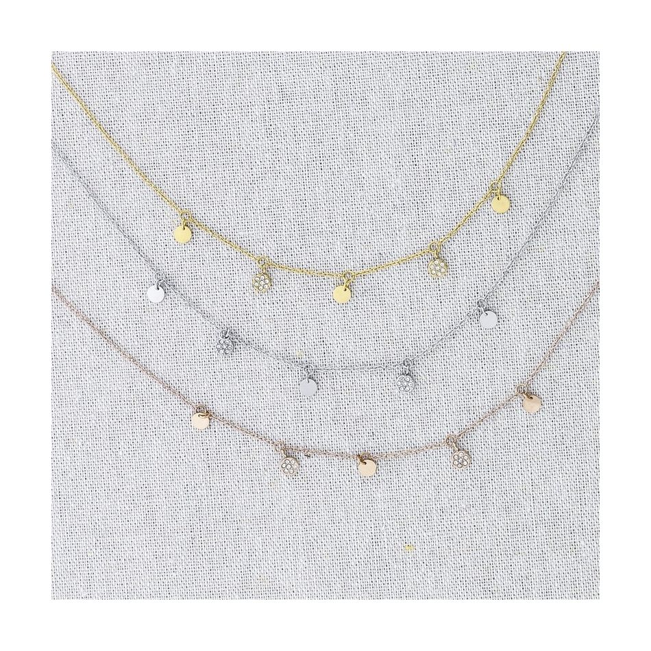 GARGANTILLA ACERO MEDALLITAS STRASS