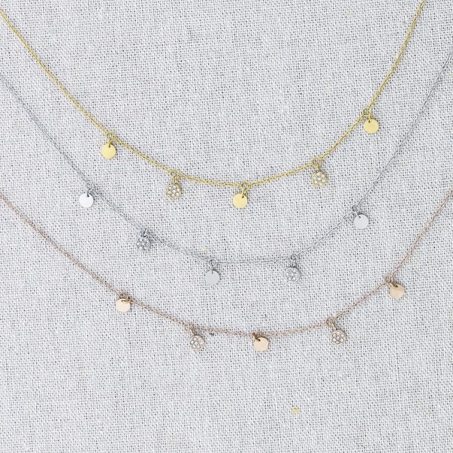GARGANTILLA ACERO MEDALLITAS STRASS