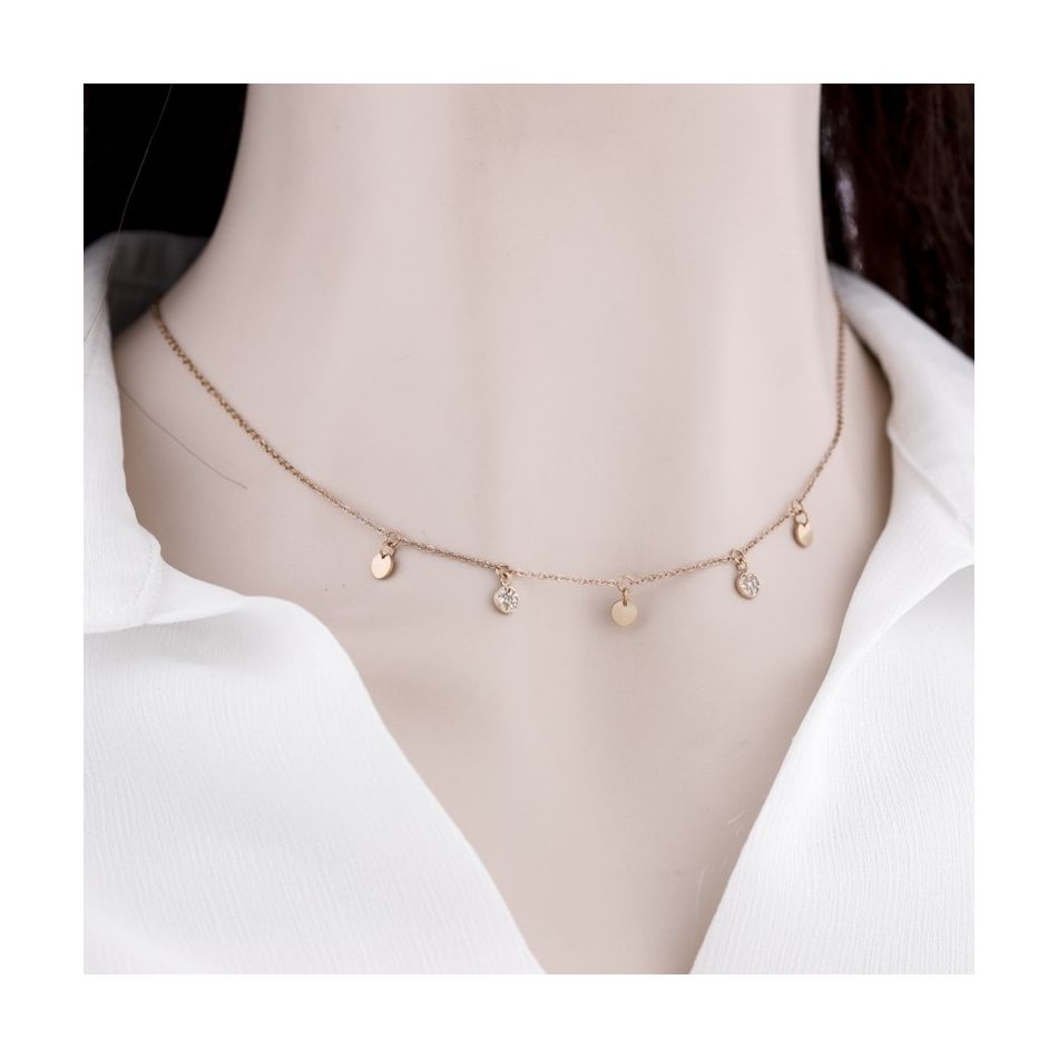 GARGANTILLA ACERO MEDALLITAS STRASS
