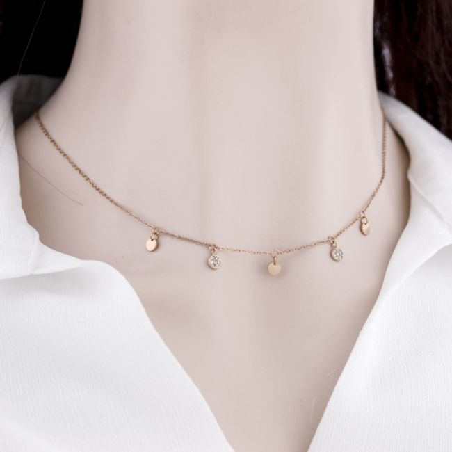 GARGANTILLA ACERO MEDALLITAS STRASS