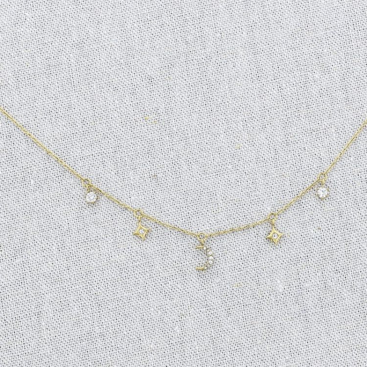 GARGANTILLA ACERO ESTRELLAS LUNA STRASS 2