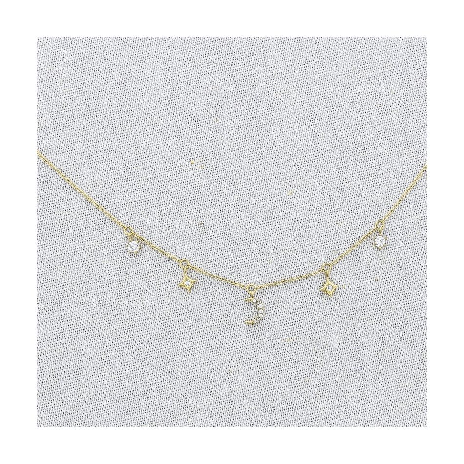GARGANTILLA ACERO ESTRELLAS LUNA STRASS