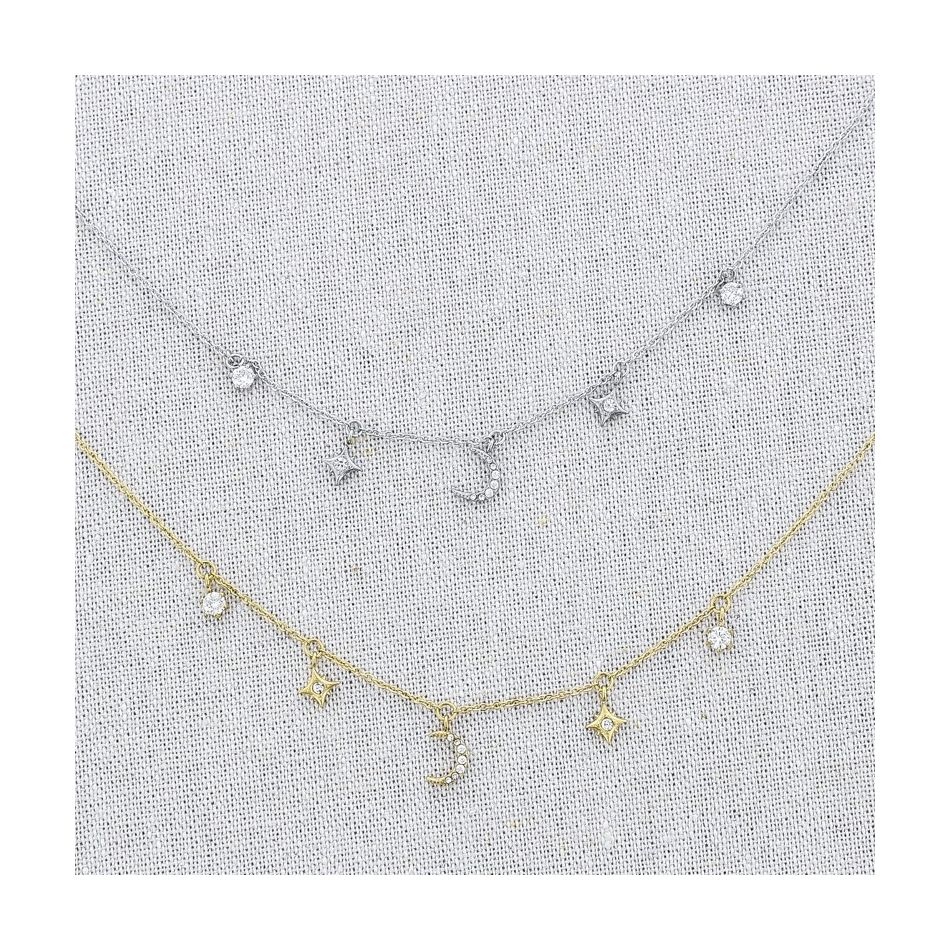GARGANTILLA ACERO ESTRELLAS LUNA STRASS
