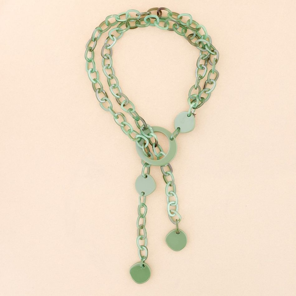 COLLAR LARGO ESLABONES CUENTAS RESINA