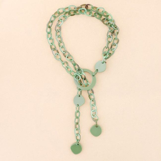 COLLAR LARGO ESLABONES CUENTAS RESINA
