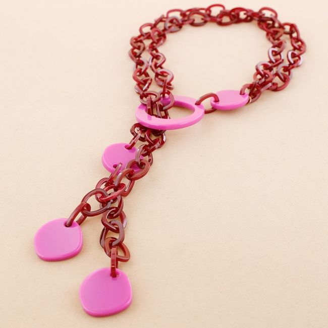 COLLAR LARGO ESLABONES CUENTAS RESINA