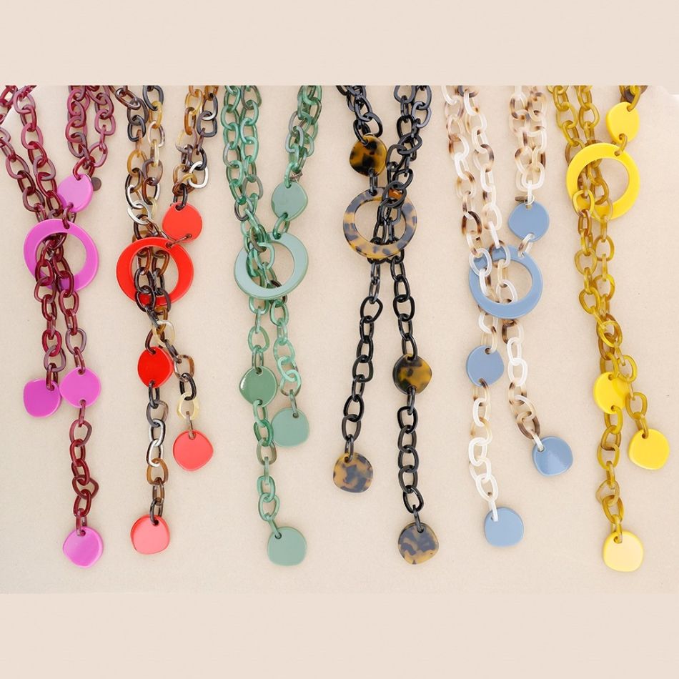 COLLAR LARGO ESLABONES CUENTAS RESINA