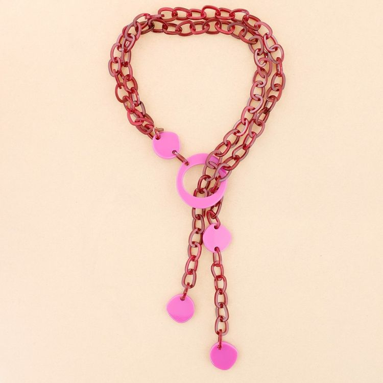 LONG RESIN BEADS LINK NECKLACE 2