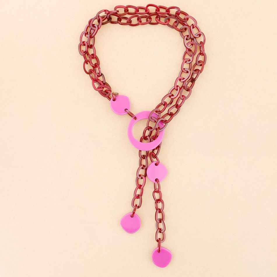 COLLAR LARGO ESLABONES CUENTAS RESINA