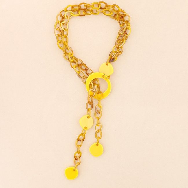 COLLAR LARGO ESLABONES CUENTAS RESINA