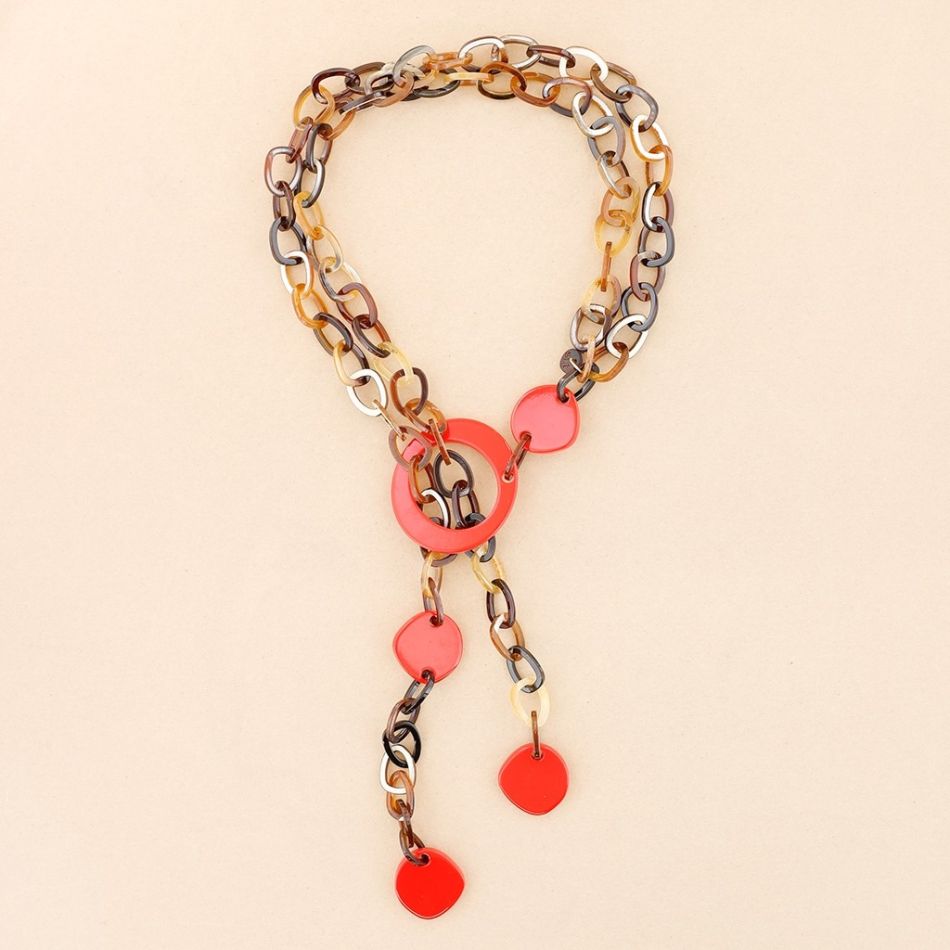 LONG RESIN BEADS LINK NECKLACE