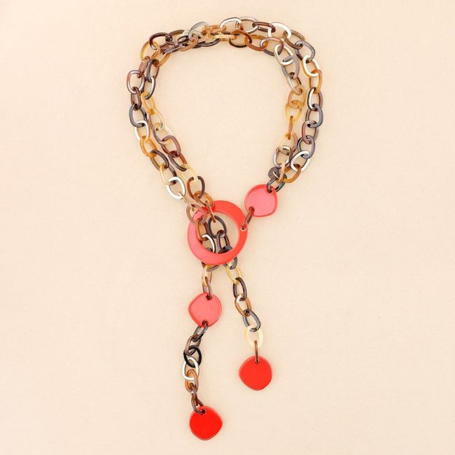LONG RESIN BEADS LINK NECKLACE