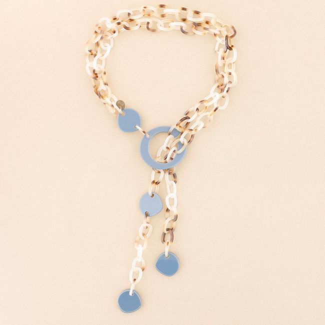 COLLAR LARGO ESLABONES CUENTAS RESINA