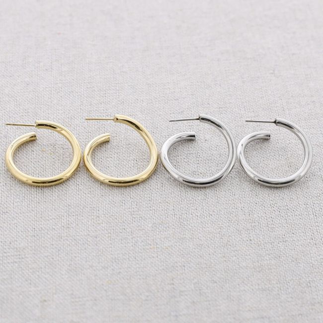 IRREGULAR SHAPED STEEL HOOP EARRINGS