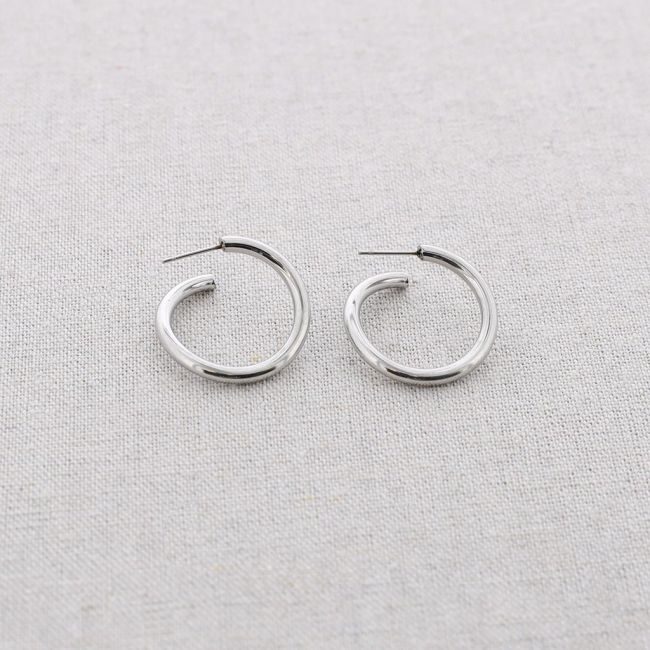 IRREGULAR SHAPED STEEL HOOP EARRINGS