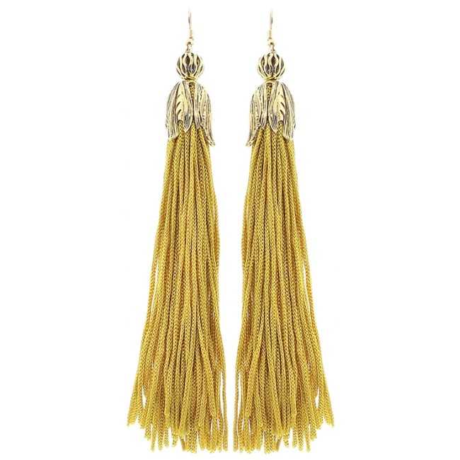 FRINGED METAL PETAL EARRINGS