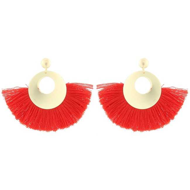 FRINGED PENDANT STUD EARRINGS