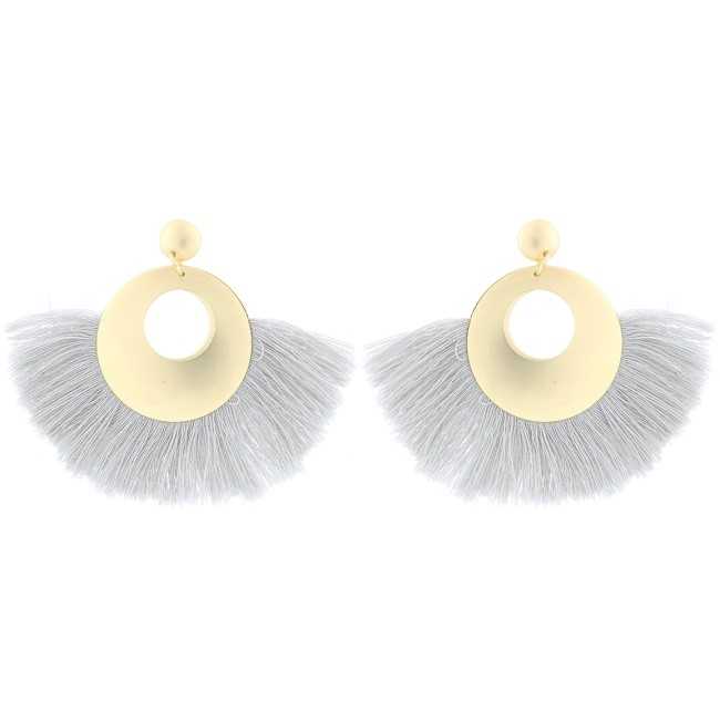 FRINGED PENDANT STUD EARRINGS