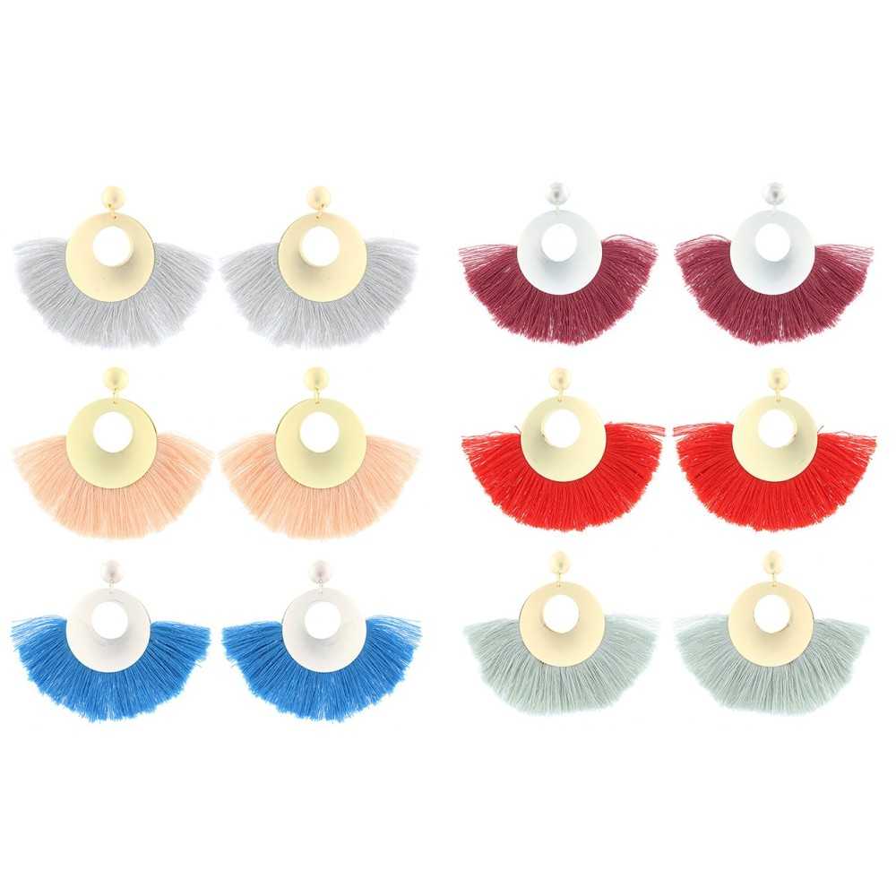 FRINGED PENDANT STUD EARRINGS