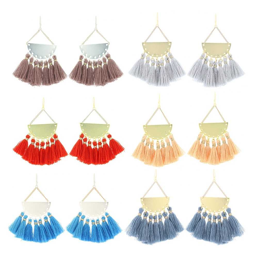 HIPPIE HOOK FRINGE DANGLING EARRINGS