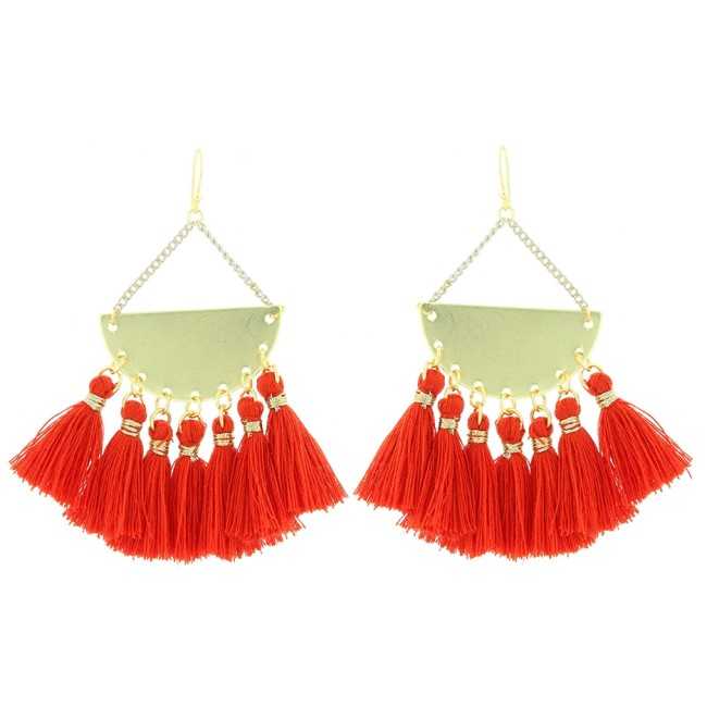 HIPPIE HOOK FRINGE DANGLING EARRINGS