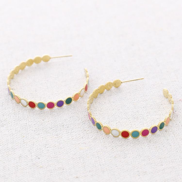 STEEL ENAMEL CIRCLE HOOP EARRINGS