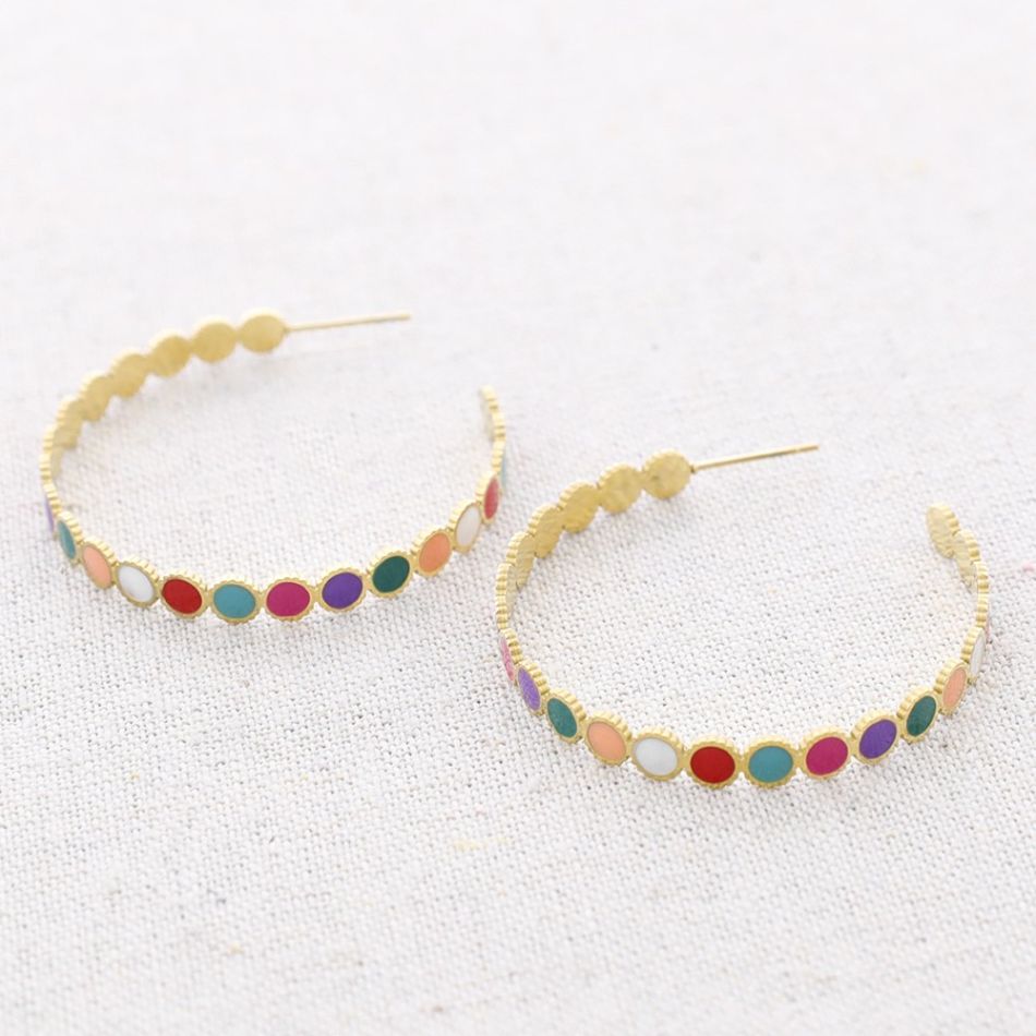 STEEL ENAMEL CIRCLE HOOP EARRINGS