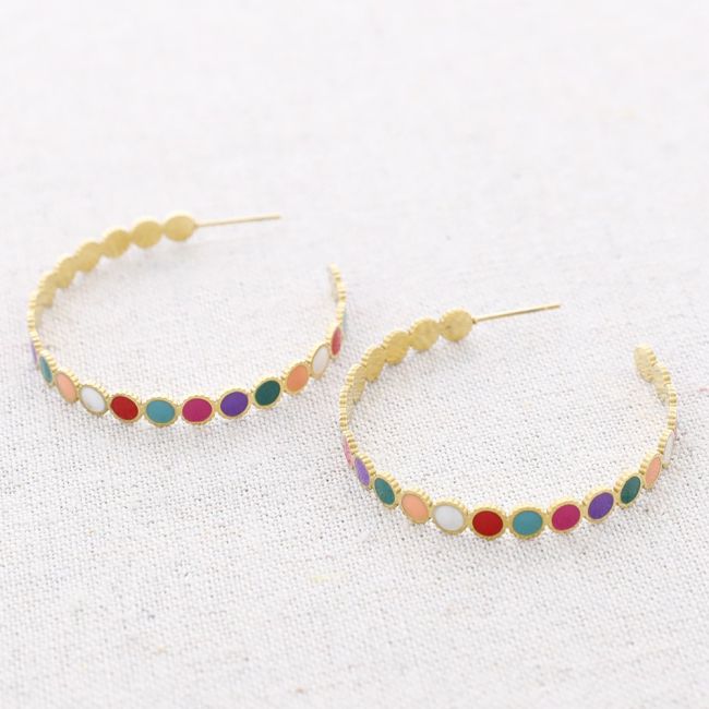STEEL ENAMEL CIRCLE HOOP EARRINGS