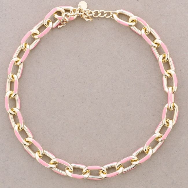 ENAMEL METAL LINK SHORT NECKLACE