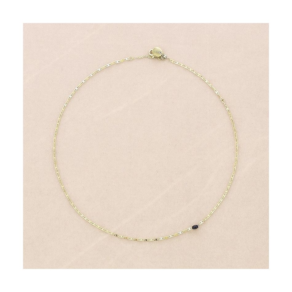 STEEL SHORT NECKLACE WITH FACETED STONE