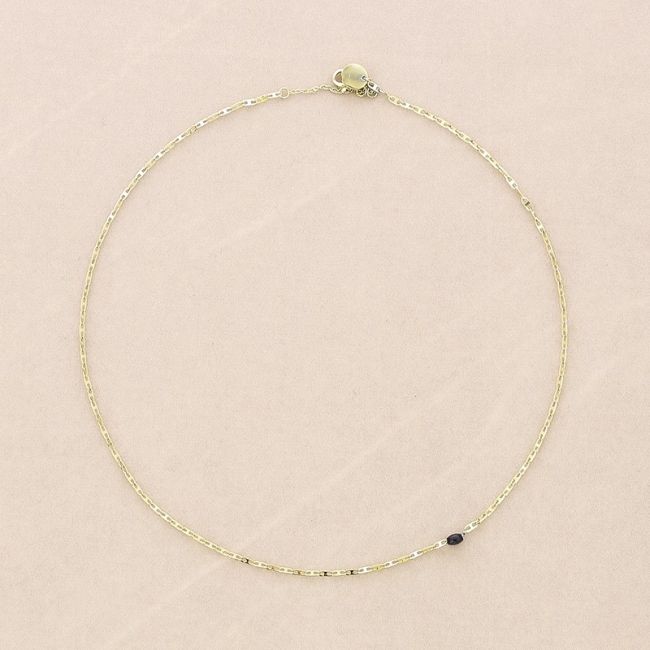 STEEL SHORT NECKLACE WITH FACETED STONE