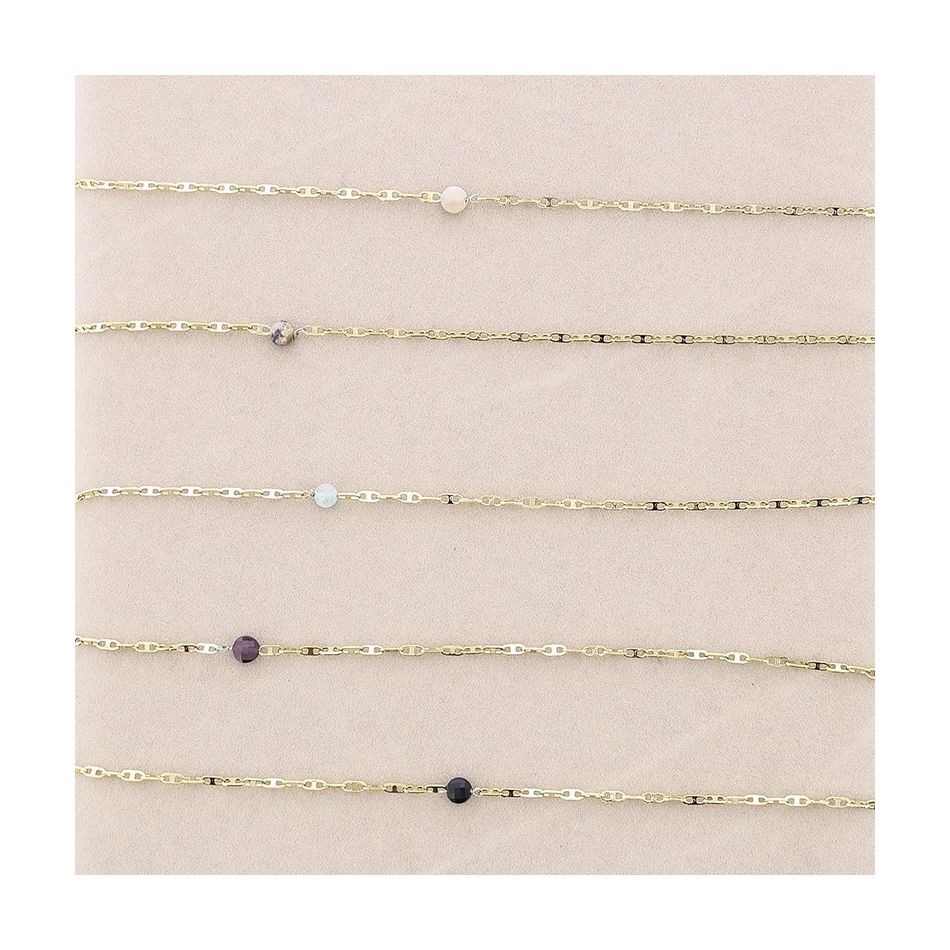 STEEL SHORT NECKLACE WITH FACETED STONE