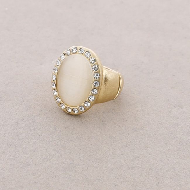 ELASTIC METAL STONE CRYSTAL RING