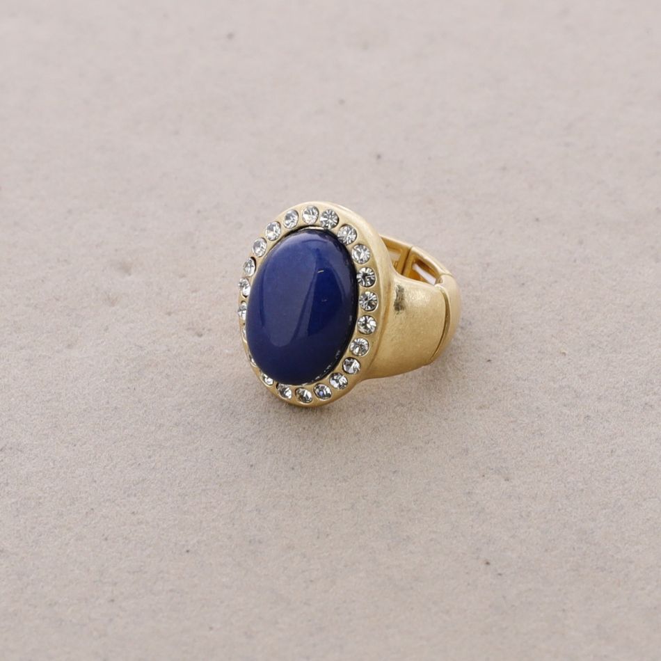 ELASTIC METAL STONE CRYSTAL RING