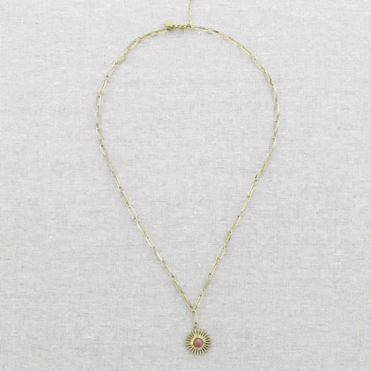 COLLAR ACERO COLGANTE SOL PIEDRA