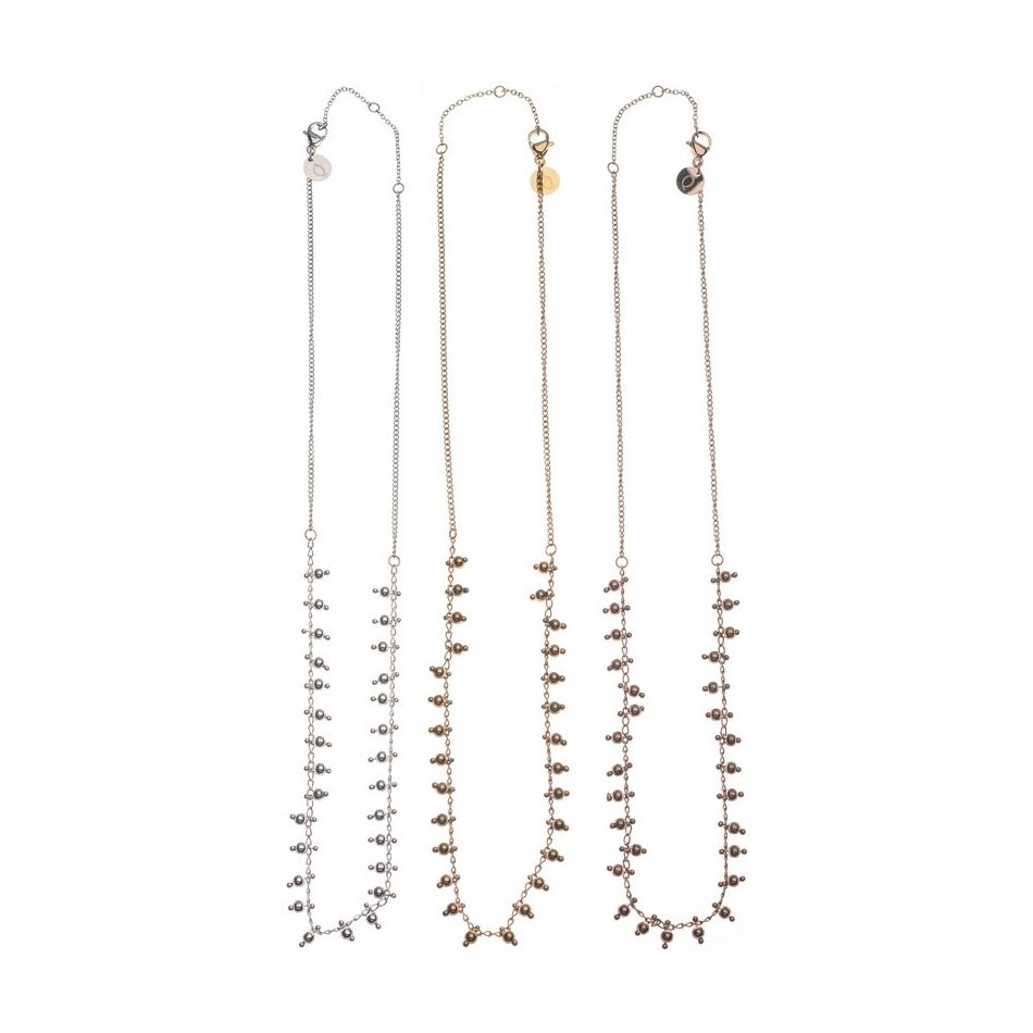 STEEL SHORT NECKLACE WITH BALLS PENDANTS