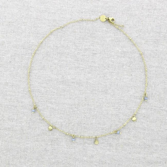 STEEL SHORT NECKLACE WITH STONE MEDAL PENDANTS