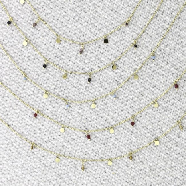 STEEL SHORT NECKLACE WITH STONE MEDAL PENDANTS