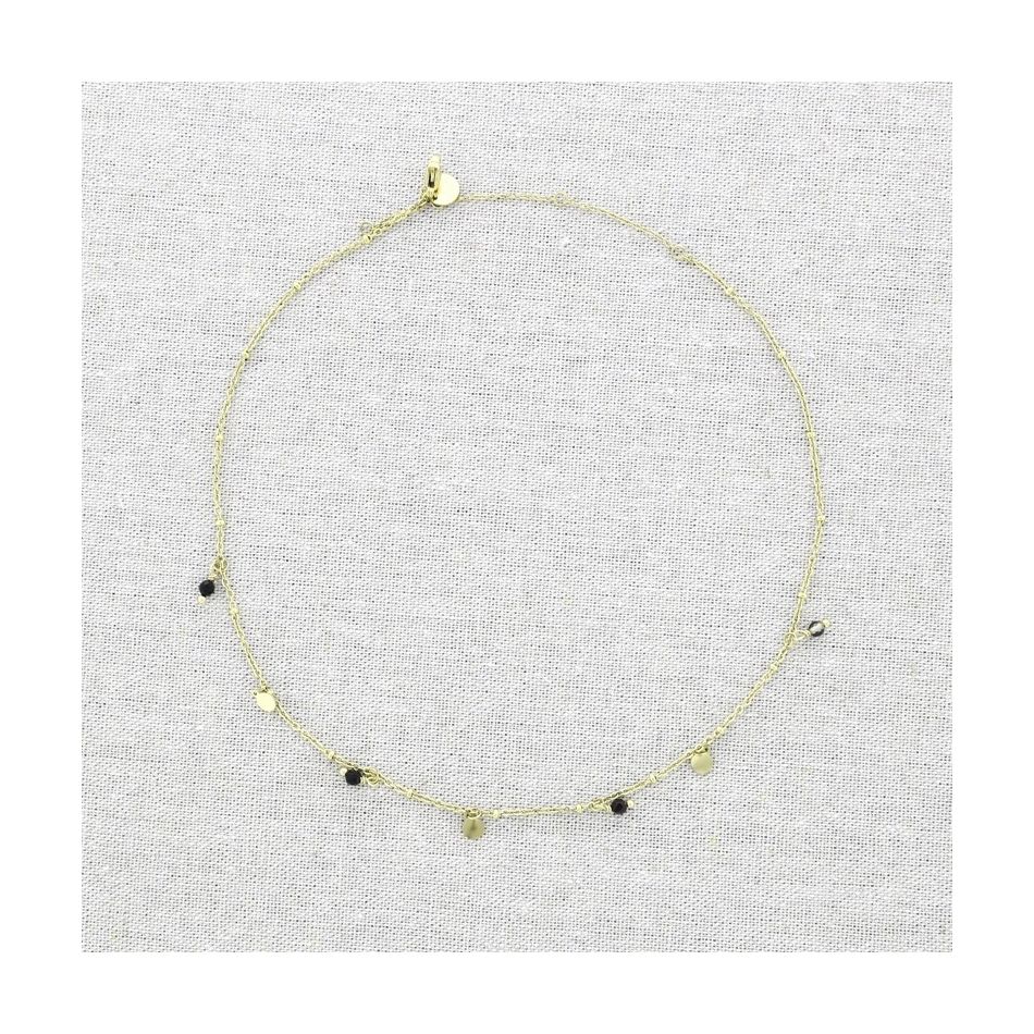 STEEL SHORT NECKLACE WITH STONE MEDAL PENDANTS