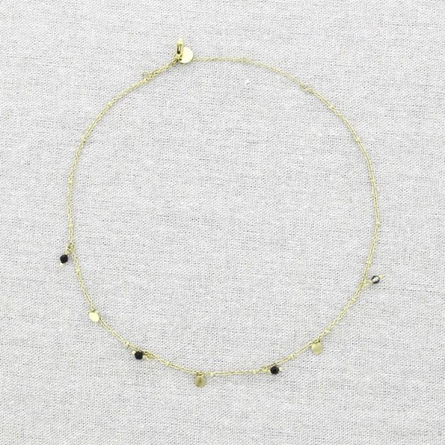 STEEL SHORT NECKLACE WITH STONE MEDAL PENDANTS