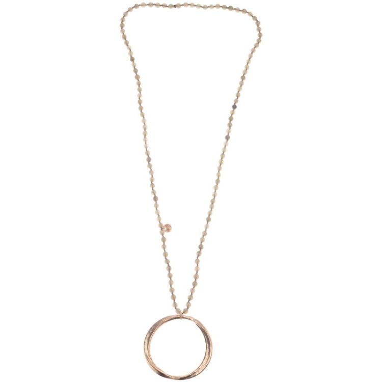 COLLAR LARGO PIEDRAS COLGANTE ANILLA METAL