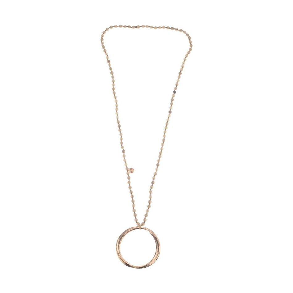 COLLAR LARGO PIEDRAS COLGANTE ANILLA METAL