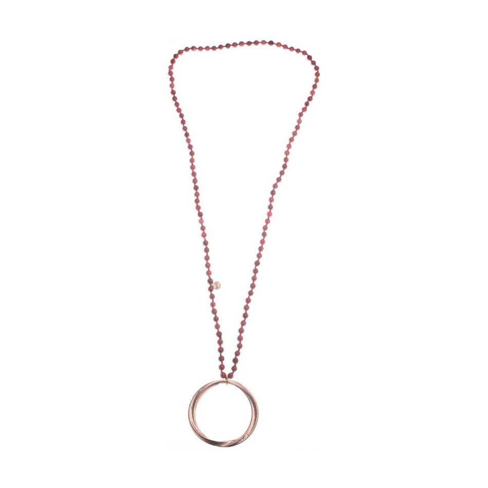 COLLAR LARGO PIEDRAS COLGANTE ANILLA METAL