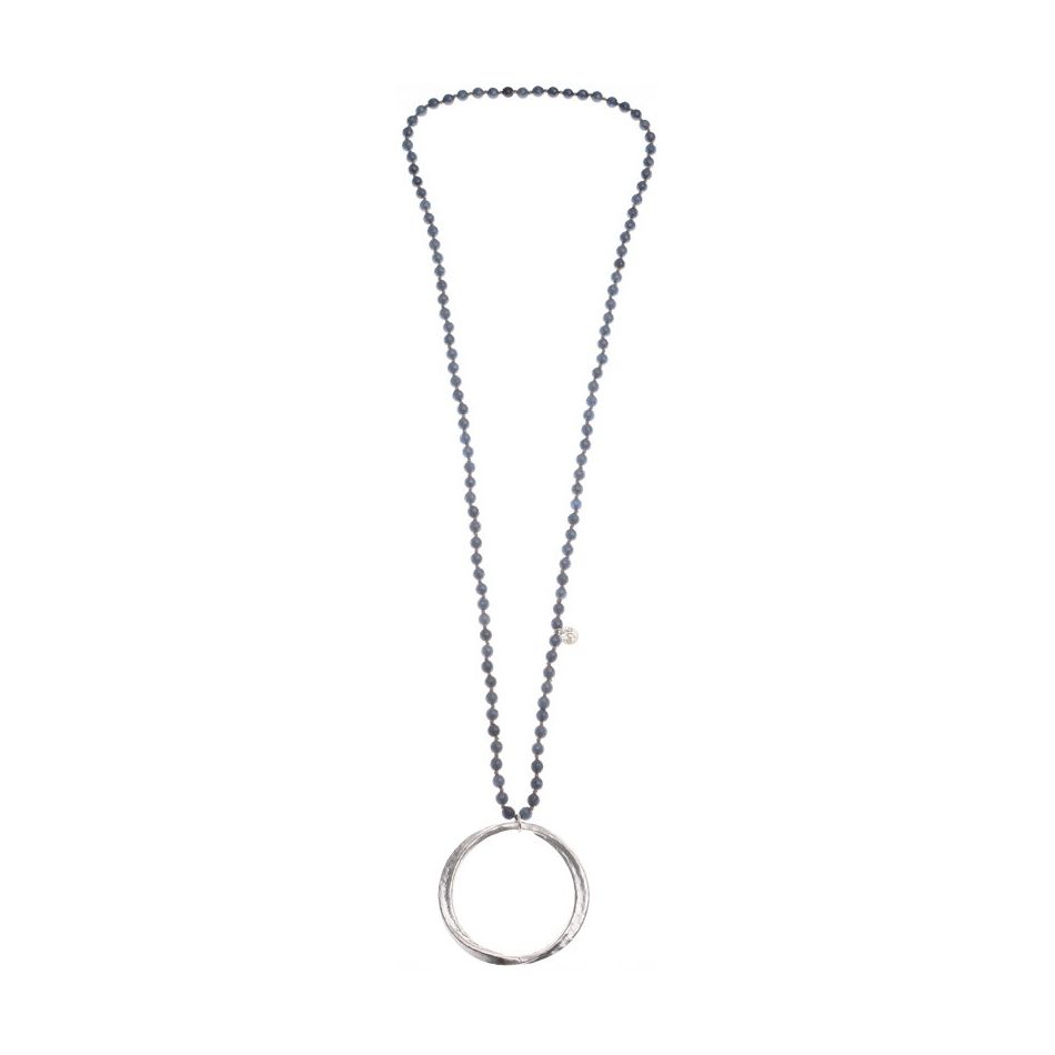 COLLAR LARGO PIEDRAS COLGANTE ANILLA METAL