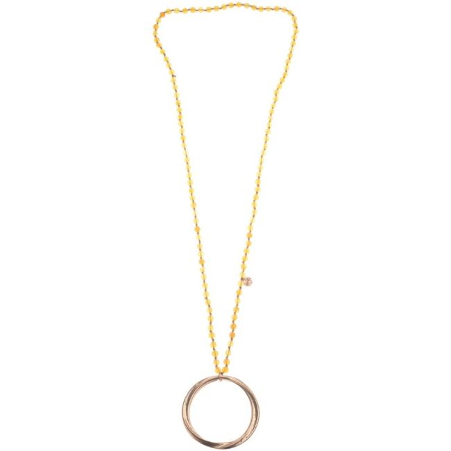 COLLAR LARGO PIEDRAS COLGANTE ANILLA METAL