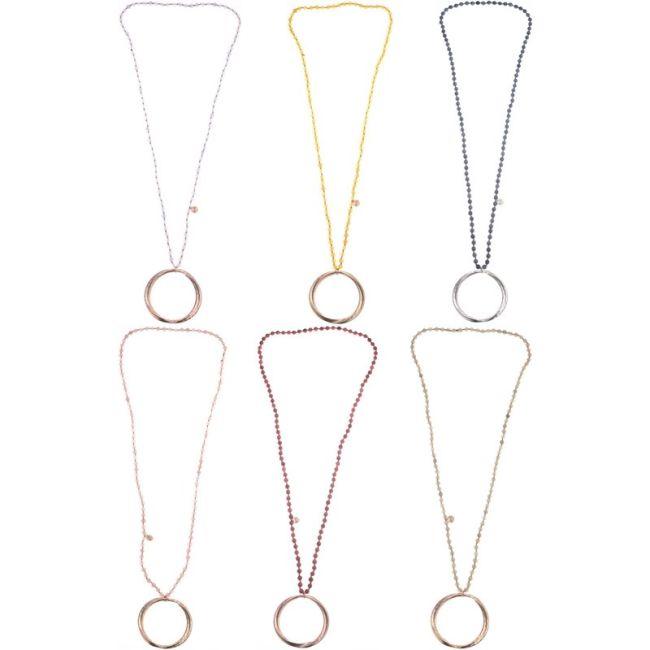 COLLAR LARGO PIEDRAS COLGANTE ANILLA METAL